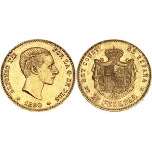 Spain 25 Pesetas 1880 (*1880) MS M