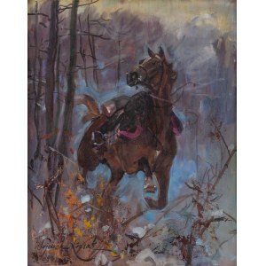 Wojciech Kossak (1856 Paris - 1942 Krakow), The frightened horse, 1922 (?)