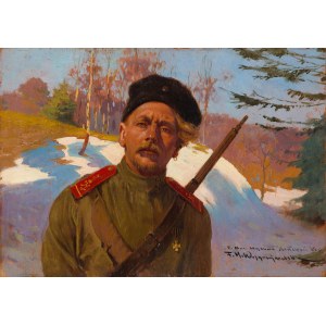 Feliks Michał Wygrzywalski (1875 Przemyśl - 1944 Rzeszów), Portrét donského kozáka Jušenka, asi 1914-1918