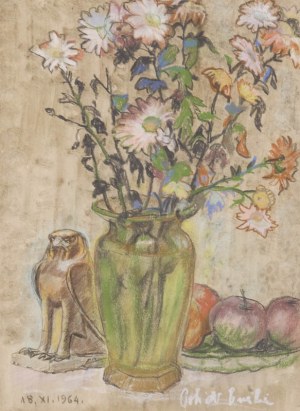 Henryk Policht (1888 Wiatrowice - 1967), Martwa natura z kwiatami, 1964