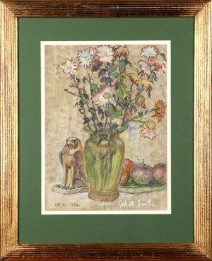 Henryk Policht (1888 Wiatrowice - 1967), Martwa natura z kwiatami, 1964