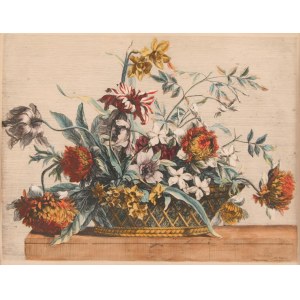 Jean Baptiste de Poilly (1669 - 1728 ), Basket of flowers, 19th century.