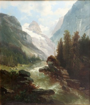 Josef Thoma (1850 Wiedeń - 1926 Wiedeń), Dziki strumień w Dachsteinie