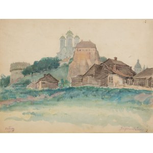 Józef Pieniążek (1888 Pychowice - 1953 Krakau), Blick auf das Ostrogski-Schloss in Ostrog, 1935