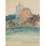 Józef Pieniążek (1888 Pychowice - 1953 Krakau), Blick auf das Ostrogski-Schloss in Ostrog, 1935