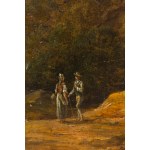Západoevropský malíř, 19. století, Pár na pozadí krajiny se zříceninami