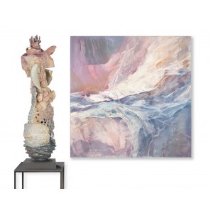 Joanna Roszkowska, Duet Pink (maľba a socha), 2023