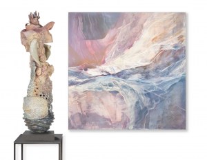 Joanna Roszkowska, Duet Pink (obraz i rzeźba), 2023