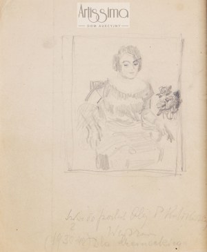 Józef Mehoffer (1869–1946), Szkic do portretu pani Kulikowskiej (praca dwustronna), l. 1930.