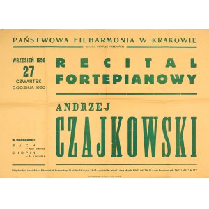 KRAKÓW -- CZAJKOWSKI Andrzej (1935-1982). Recital fortepianowy. 1956