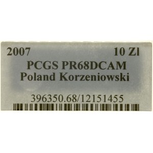 Polska, 10 złotych - (UWAGA - NA STRONIE PCGS VERIFY INNA MONETA: https://www.pcgs.com/cert/12151455, 2007, Warszawa