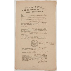 DOKUMENT, Kommission des Kronschatzes, Warschau, 15.09.1789