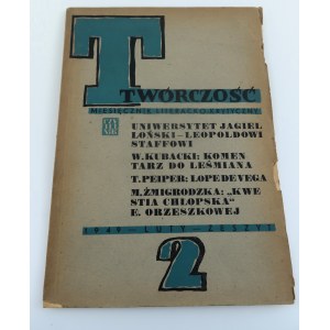 TWÓRCZOŚĆ Miesięcznik Literacko - Krytyczny. LUTY 1949 Rok V Zeszyt 2.