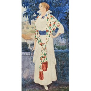 Edward Okuń (1872 Wólka Zerzeńska - 1945 Skierniewice), Porträt der Frau des Künstlers, 1916
