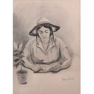 Jakub Markiel (1911 Łódź - 2008 Paris), Porträt einer Frau mit einem Buch