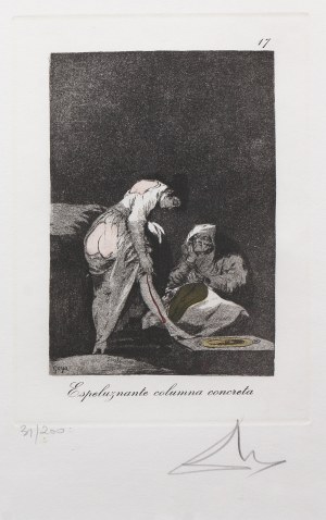 Salvador Dali (1904 Figueres/Hiszpania - 1989 tamże), Espeluznante Columna Concreta z cyklu „Les Caprices de Goya de Dali” (Kaprysy Goi)