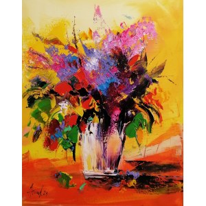 Alfred Engel, Vase mit Blumen