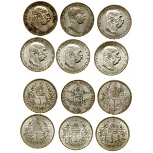 Austria, zestaw 6 x 1 korona, 1908 (60-lecie panowania Franciszka Józe, Wiedeń