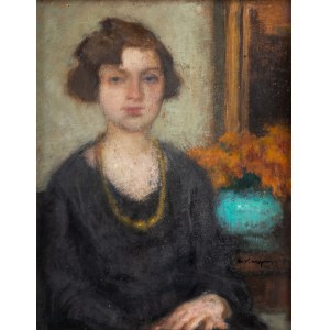 Alfons Karpinski (1875 Rozwadów near Tarnobrzeg - 1961 Kraków), Portrait of a woman with a gold necklace, 1920s-1930s.