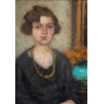 Alfons Karpiński (1875 Rozwadów u Tarnobrzegu - 1961 Krakov), Portrét ženy se zlatým náhrdelníkem, 20.-30. léta 20. století.