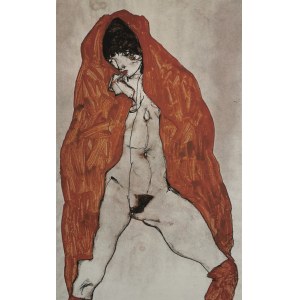Egon Schiele (1890-1918), Nude with red shawl