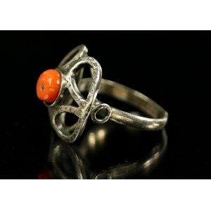 Silver ring with coral, ORNO (203)