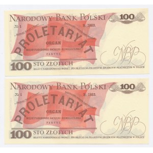 PRL, 100 złotych 1979 HA. Kolejne numery. Razem 2 szt.(359)
