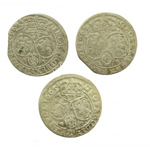 Jan Kazimierz, zestaw szóstaków 1663, 1665, 1667. Razem 3 szt. (417)