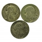 II RP, zestaw 5 złotych 1932 -1934 Głowa kobiety. Razem 35 szt. (221)