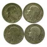 II RP, zestaw 5 złotych 1932 -1934 Głowa kobiety. Razem 35 szt. (221)
