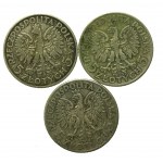 II RP, zestaw 5 złotych 1932 -1934 Głowa kobiety. Razem 35 szt. (221)