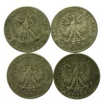 II RP, zestaw 5 złotych 1932 -1934 Głowa kobiety. Razem 35 szt. (221)