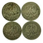 II RP, zestaw 5 złotych 1932 -1934 Głowa kobiety. Razem 35 szt. (221)