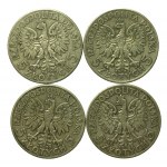 II RP, zestaw 5 złotych 1932 -1934 Głowa kobiety. Razem 35 szt. (221)