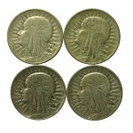 II RP, zestaw 5 złotych 1932 -1934 Głowa kobiety. Razem 35 szt. (221)