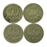 II RP, zestaw 5 złotych 1932 -1934 Głowa kobiety. Razem 35 szt. (221)