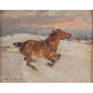 Wojciech Kossak (1856 Paris - 1942 Krakau), Gesprochenes Pferd, 1934