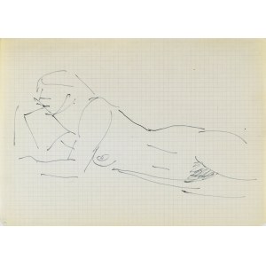 Jerzy PANEK (1918-2001), Akt ležící ženy s hlavou podepřenou rukou I, 1963