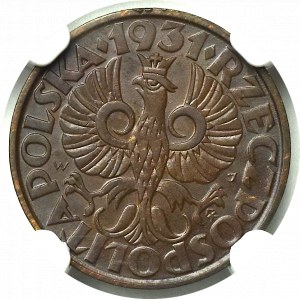 II Rzeczpospolita, 2 grosze 1931 - NGC MS63 BN