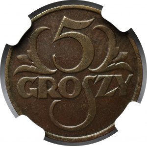 II Rzeczpospolita, 5 groszy 1925 - NGC MS62 BN