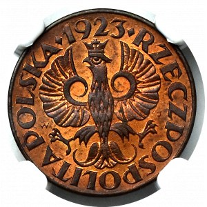 II Rzeczpospolita, 1 grosz 1923 - NGC MS64 RB