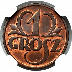 II Rzeczpospolita, 1 grosz 1925 - NGC MS65 RB