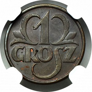 II Rzeczpospolita, 1 grosz 1930 - NGC MS64 BN