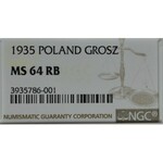 II Rzeczpospolita, 1 grosz 1935 - NGC MS64 RB