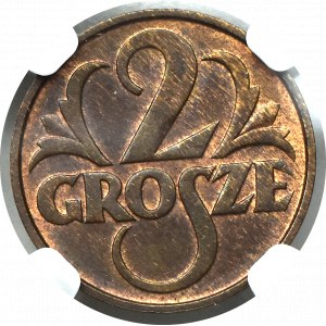 II Rzeczpospolita, 2 grosze 1934 - NGC MS65 BN