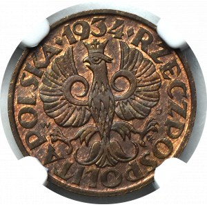 II Rzeczpospolita, 2 grosze 1934 - NGC MS65 BN