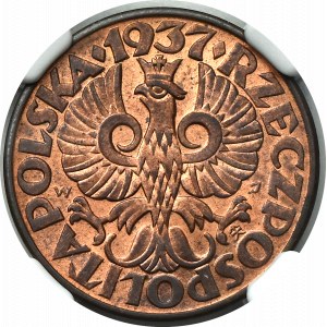 II Rzeczpospolita, 5 groszy 1937 - NGC MS65 RB