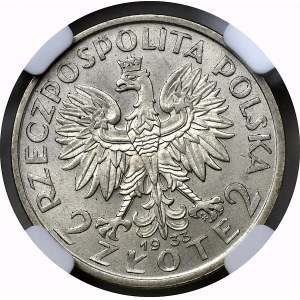 II Rzeczpospolita, 2 Złote 1933 Głowa kobiety - NGC MS62