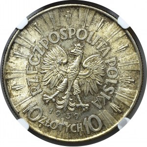 II Rzeczpospolita, 10 złotych 1939 Piłsudski - NGC MS63