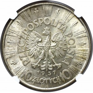 II Rzeczpospolita, 10 złotych 1937 Piłsudski - NGC MS62+